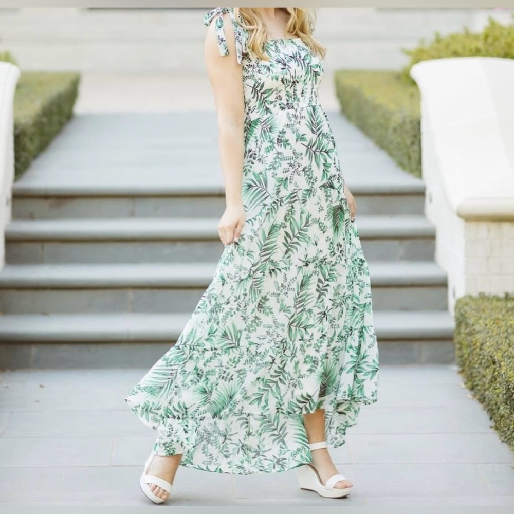 Francesca’s - Floral Green & White Maxi Dress